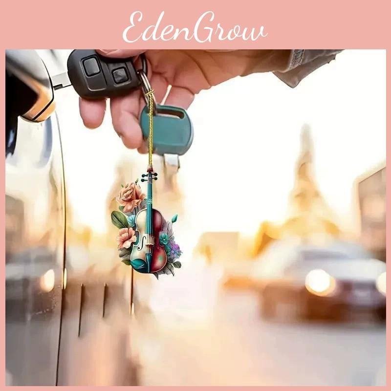 Surface Acrylic Flat Pendant With Flower Violin Design For Interior Automotive