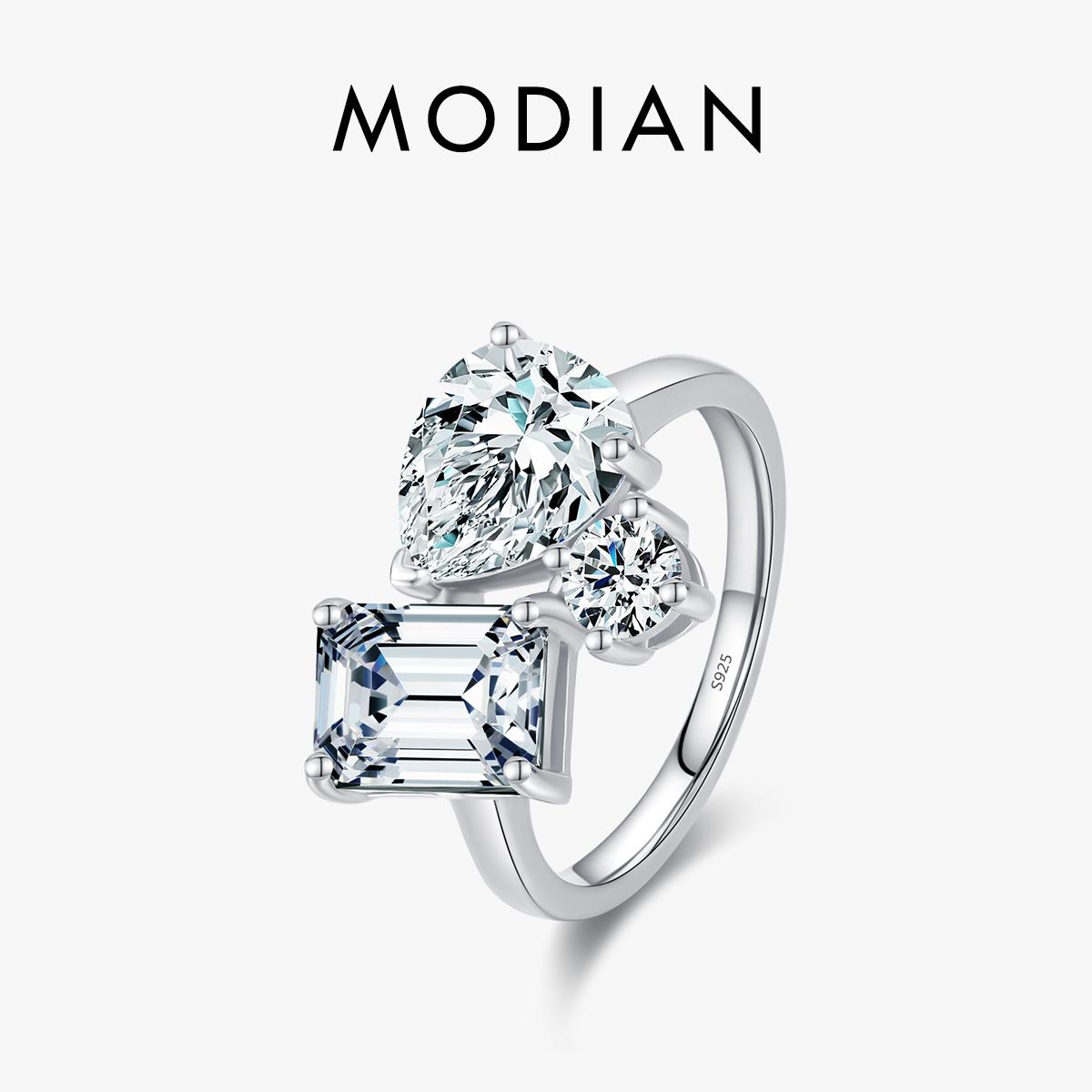 

Real 925 Sterling Silver Luxury Geometric Dazzling Emerald Cut Zirconia Ring For Women Classic Wedding Fine Jewelry Gifts 5
