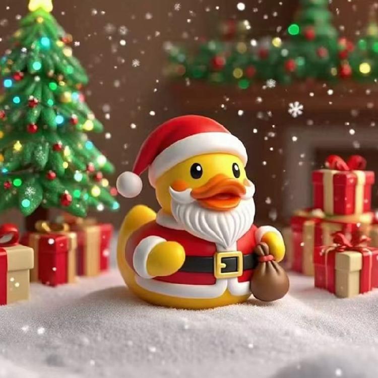 Christmas Duck Statues Animal Figurines Sculptures Desktop Ornament for Bookshelf Home Decors Collectible Figurines