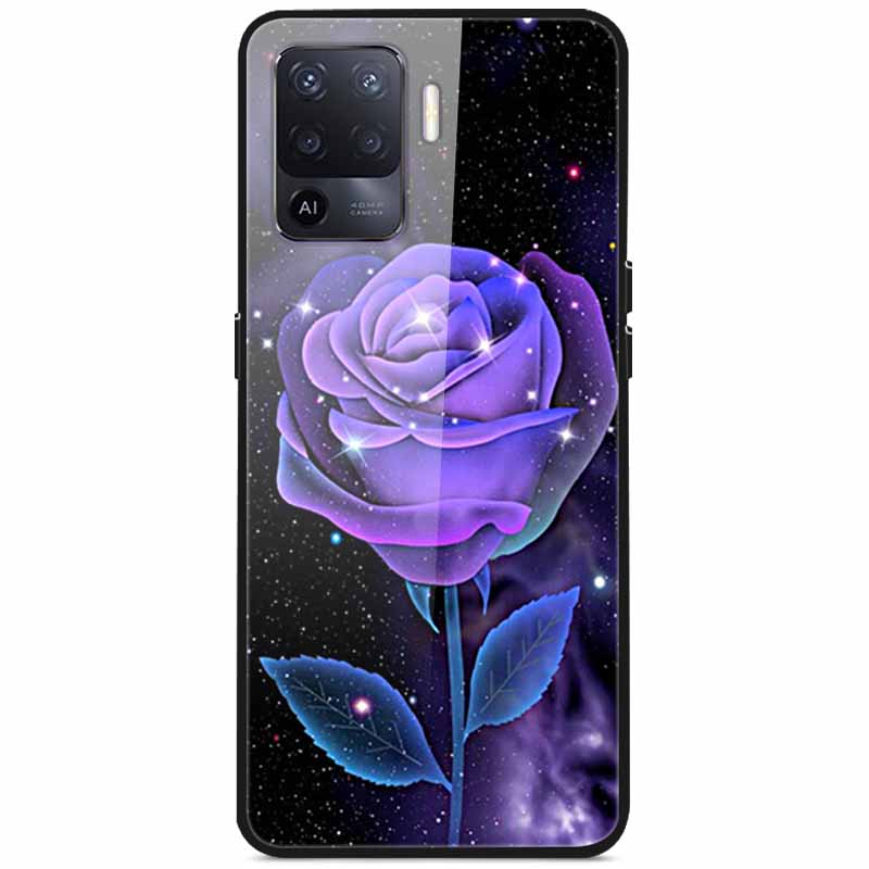 Tempered Glass Case For Oppo Reno5 Lite Hard Back Cover for Oppo Reno 5 Lite Luxury Painted Reno5Lite Funda 6.43'' Shockproof