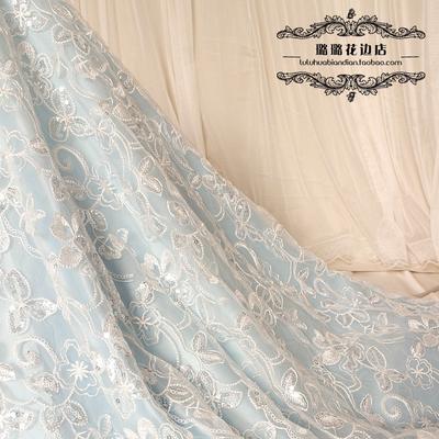 This White Sequined Embroidery Fabric Lace Lace Accessories, Handmade Diy Material Dress Decorative Fabric Lace