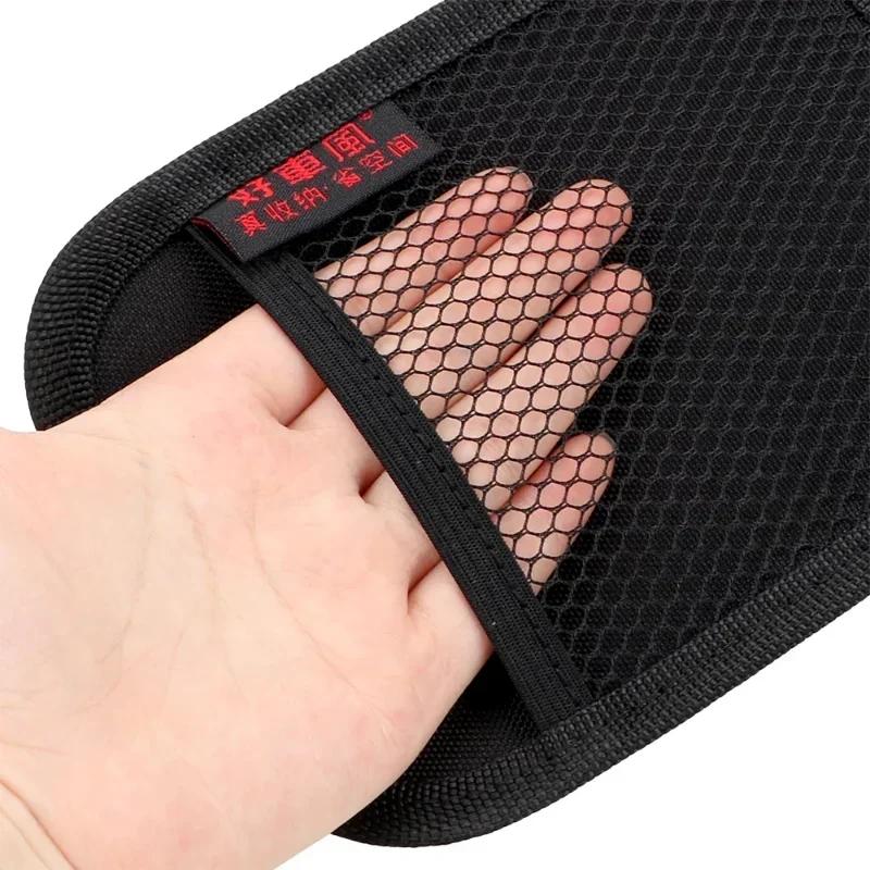 Car Leather Mesh Bag Oxford Fabric Storage Net Bags Car Interior Organizer Phones Coins Keys Storage Auto Stowing Tidying Tools