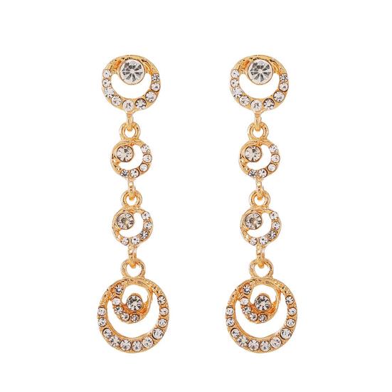 Stud Earrings Circle Dangle Dazzling Rhinestone Women Long Drop Ear Studs Jewelry for Wedding