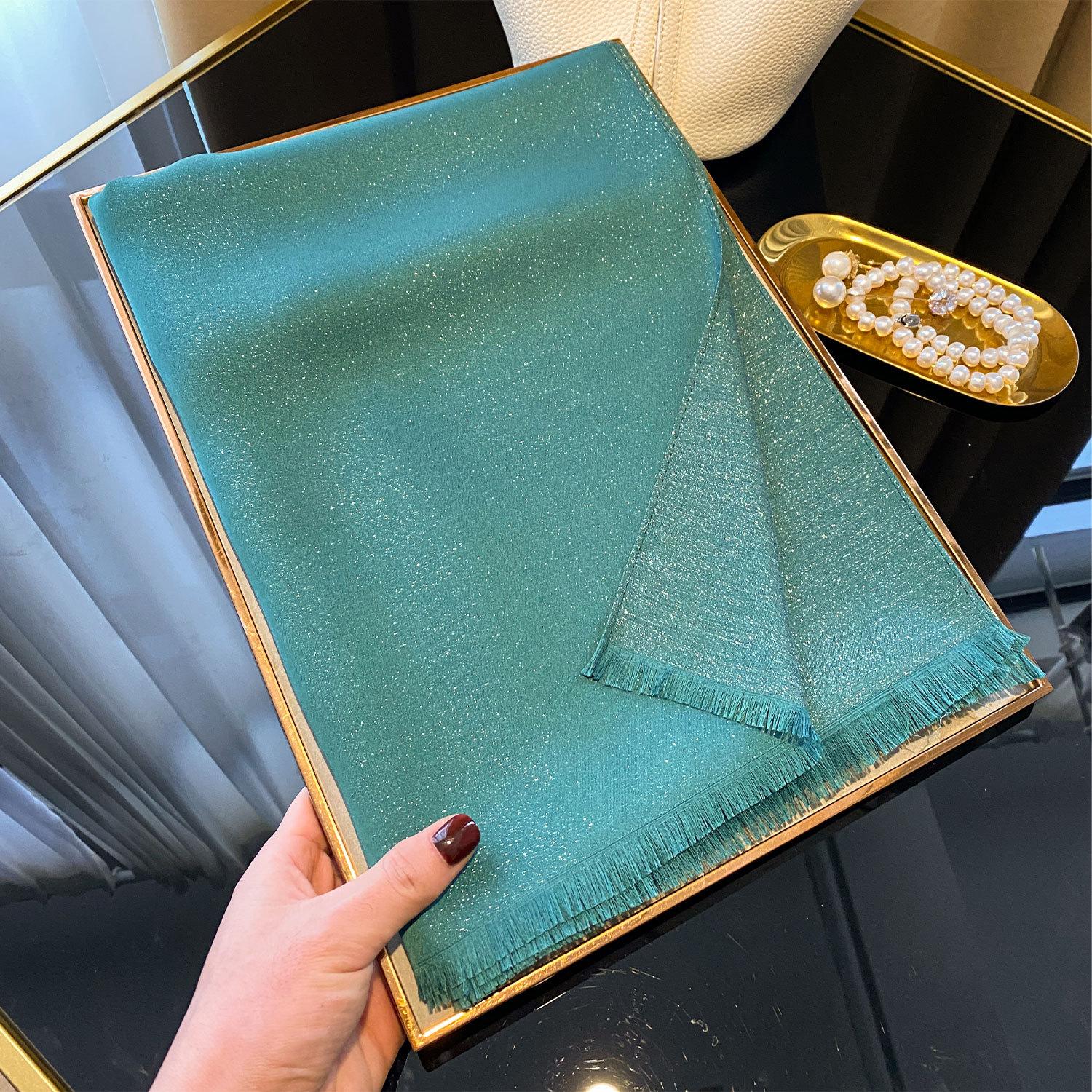 

Золотой шелк тенсел хлопок однотонный шелковый шарф женская мода универсальный искусственный шелк тонкий длинный шарф пляжный шарф шарф зелёный