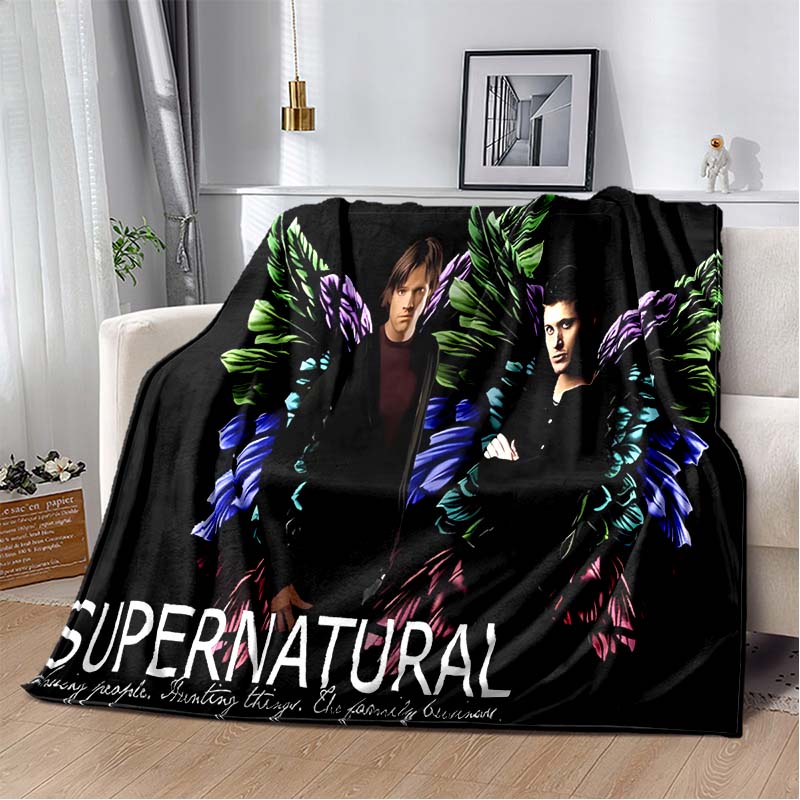 2026 New Supernatural Dean Sam Printed Blanket flannel Sofa Bed Cover for Four Seasons Comfortable Sleep Portable Warm Blanket
