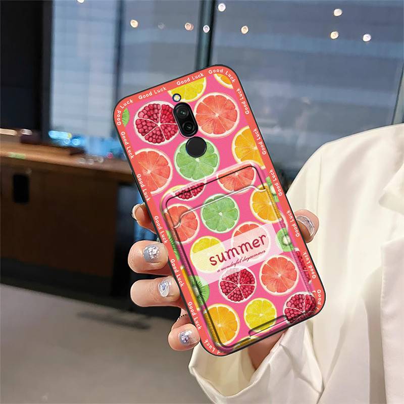 Silicone Soft Case Phone Case For Xiaomi Redmi 8 Full Wrap Fashion Design Card Slot Cover Back Cover Anti-knock TPU Cute