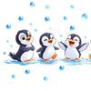 Pinguin Wandaufkleber, Niedliche 4 Glückliche Pinguine Bade-Deko, Selbstklebende Abnehmbare Wandsticker für Badezimmer, Kinderzimmer & Duschwandkunst