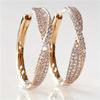 Luxurious Sparking Inlaid Synthetic Zircon Golden Plated Hoop Earrings Women  Exquisite Daily Wedding Jewelry Accessories