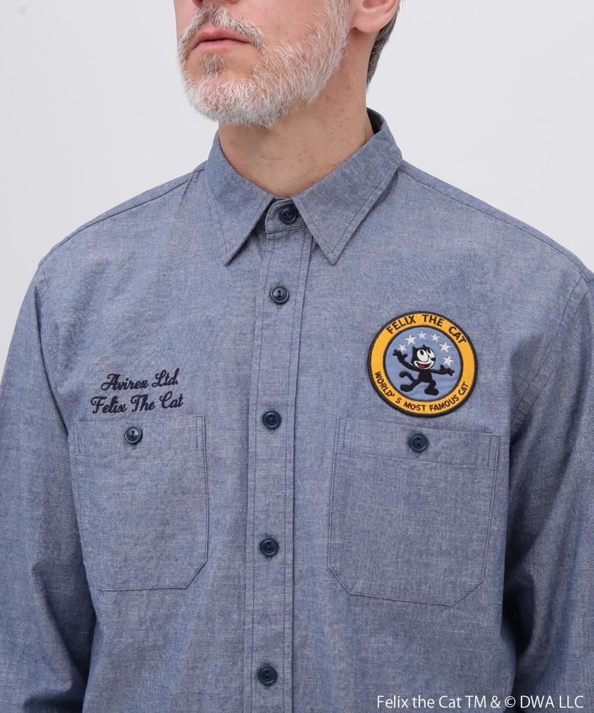 AVIREX FELIX CHAMBRAY Size SHIRT, Men's, 2XL, 367, Indigo, 783-5120008