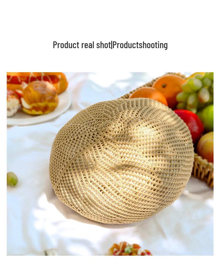 Qin Lan Stil Sommer Stroh Baskenmütze – Atmungsaktiver, Sonnenschutz-Gesichtsbedeckungshut für Frauen, Koreanische Version