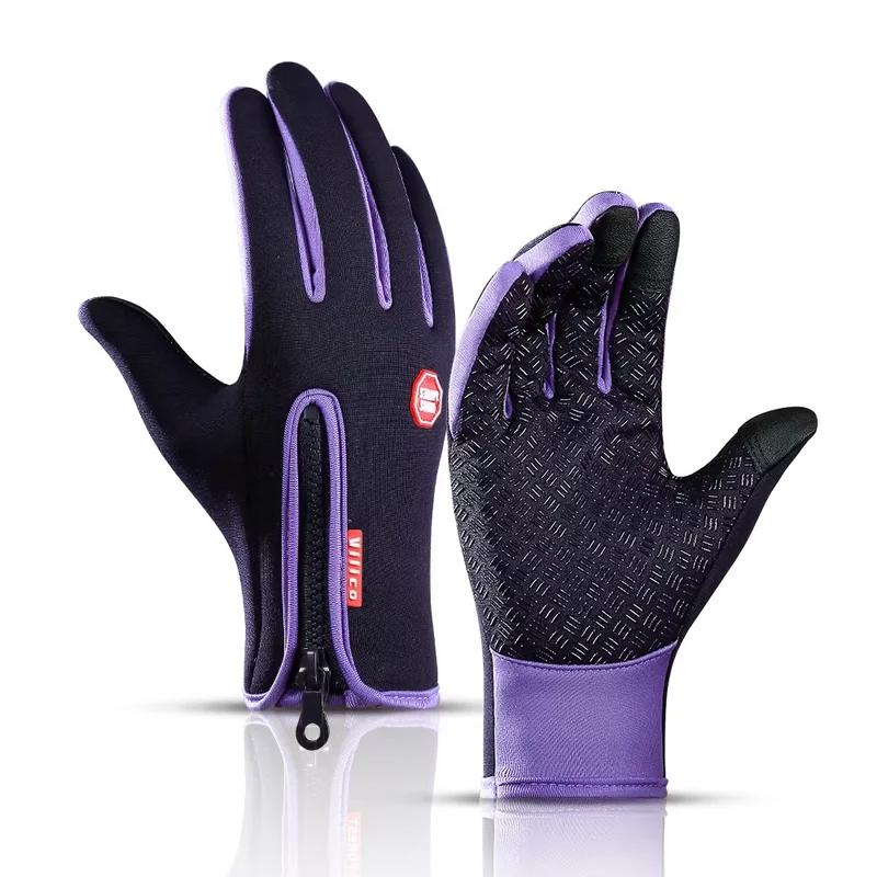 Winter MotocrossWarm Windproof Touch Ski Gloves for Men Women Rider Glove Cold-proof Cold  Cycling Skiing Driving Work Accessory S фиолетовый