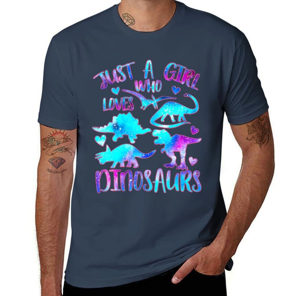 Just A Girl Who Loves Dinosaurs - Dinosaur Theme Teen Girls T-Shirt Plus Size Loose Short Sleeve Top