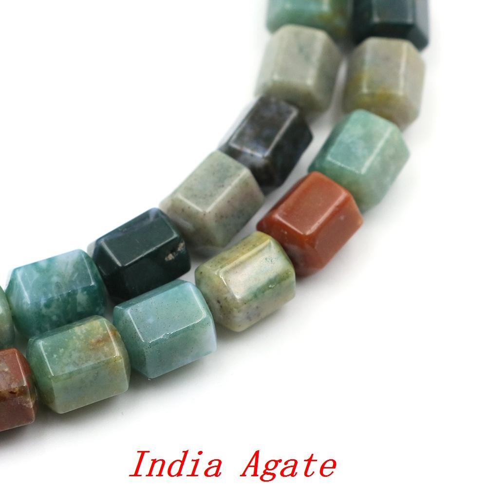 Faceted Natural Stone Square Rose Quartz Agates Loose Spacer Beads For Jewelry Diy Making Crystals Bracelet Pendant Accessories