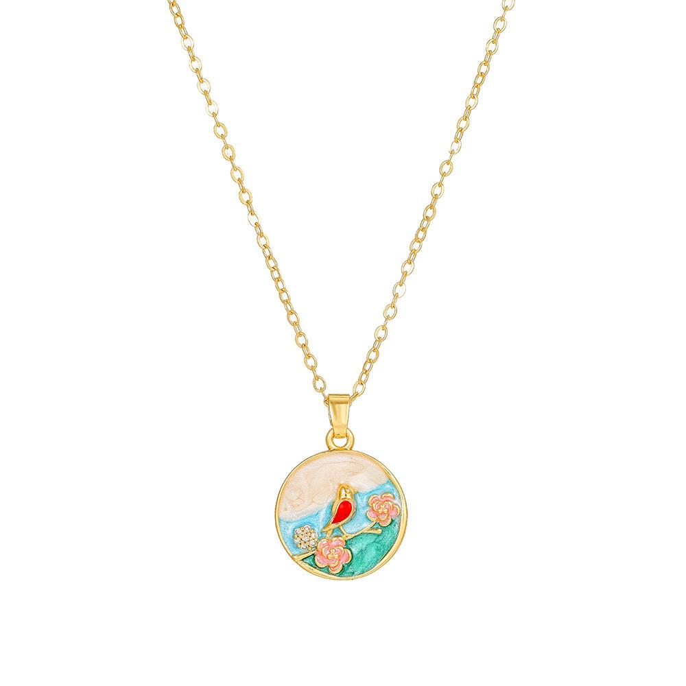 Copper Handcrafted Flower Pendant Chain With Gold Plating Stylish Jewelry For Summer Style F