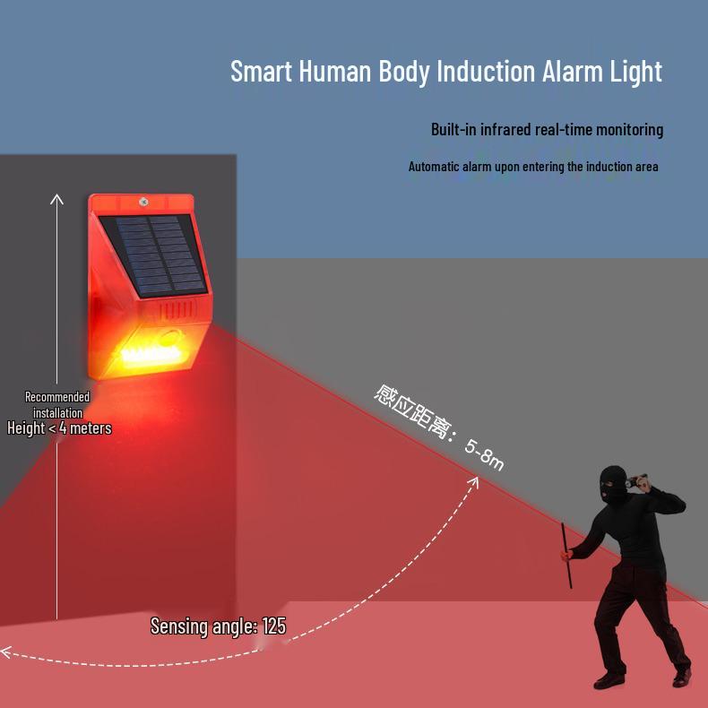 Solar Dual-Function Alarm Light: Motion-Sensing Siren & Anti-Theft Protection