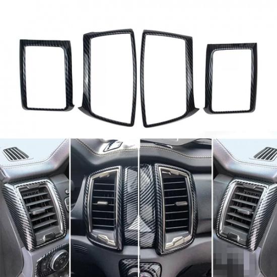 Carbon Fiber Dashboard Air Vent Cover Trim Bezel For 15-22 Ford Ranger
