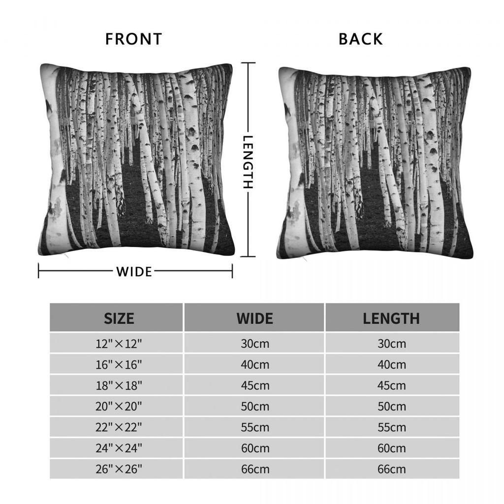 Silver Birch Trees Square Pillowcase Polyester Linen Velvet Printed Zip Decorative Pillow Case Bed Cushion Cover 45X45