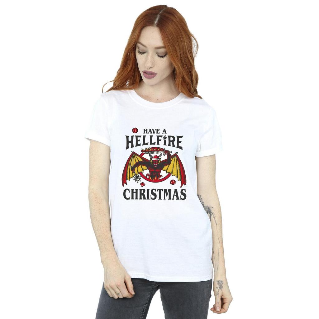 Netflix Womens/Ladies Stranger Things Hellfire Christmas Cotton Boyfriend T-Shirt