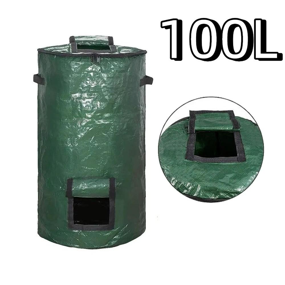 Sealed Compost Bin Bag Zippered Lid Refuse Composter Waste Collector Yard Garbage Bag  Grower