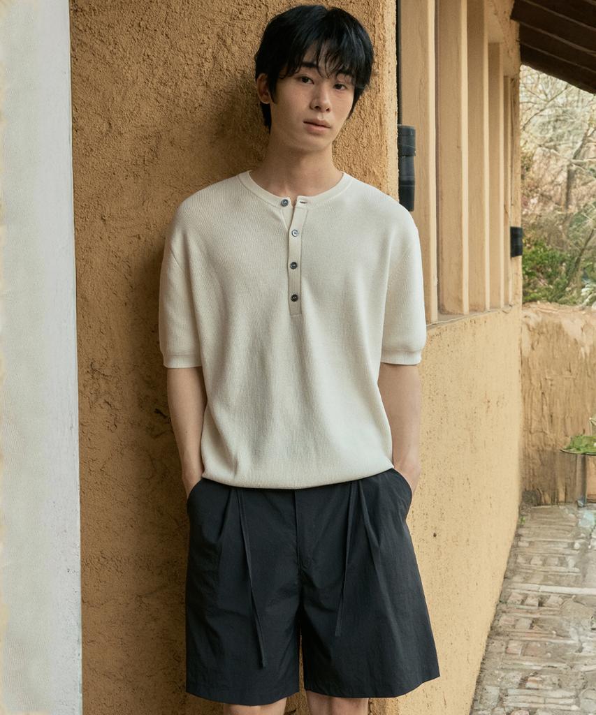 Wednesday Oasis Washable Minimal Henley Neck Half Knit_Ivory(Wc26Kn46)