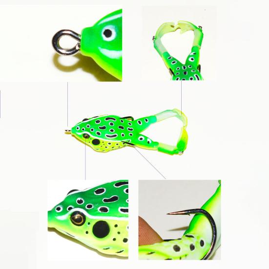Artificial Lure Fishing Bait Realistic Looking Bright Colors 3D Eyes Compact Portable Topwater Frog Bait Fish Gear for Beginners