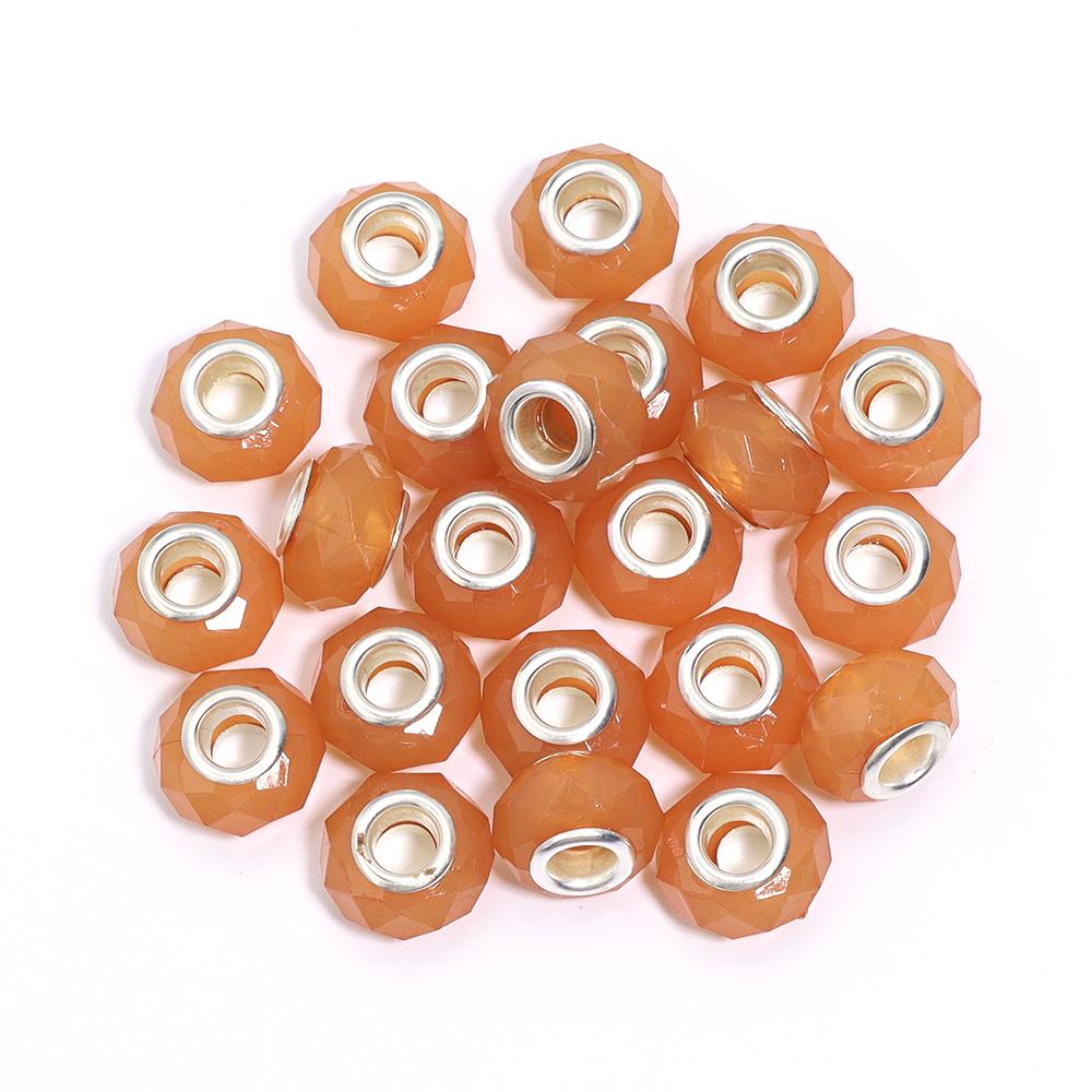 20 Stück/Los 14mm Gelee-Farbe Facettierte Harzperlen Großes Loch Abstandshalter Lose Perlen Für Schmuckherstellung DIY Armband Halskette Großhandel