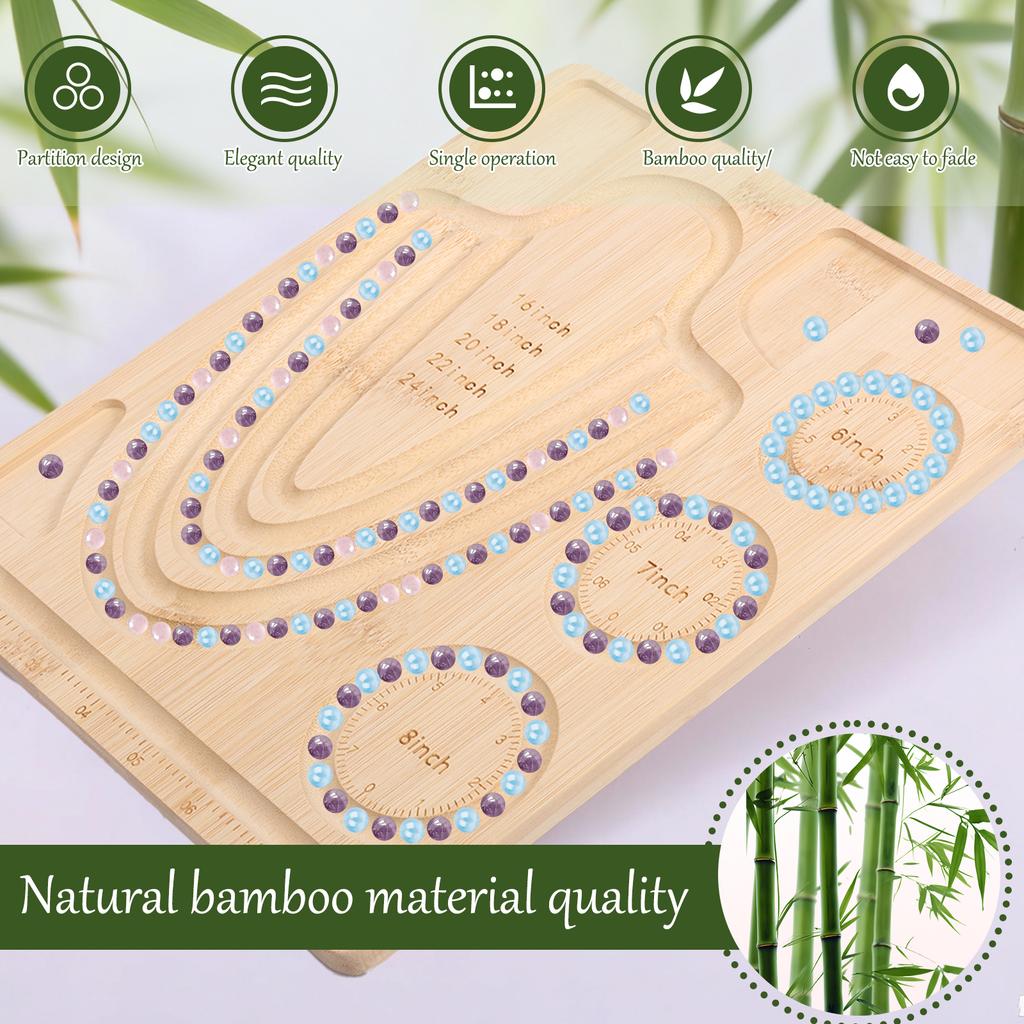 Bamboo Bead Board for Jewelry Making Beading Tray with Measurement for Necklace and Bracelet Making Kit 10.24 X 9.45 Inch
