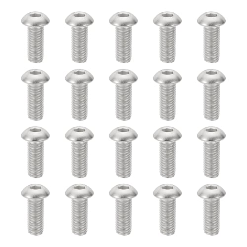 PATIKIL M8-1.25mm Hex Socket Head Cap Screws, 20 Pieces, 304 Stainless Steel, Fully Threaded, Hex Socket Cap Bolts for Car, Motorcycle, and Ship Assem