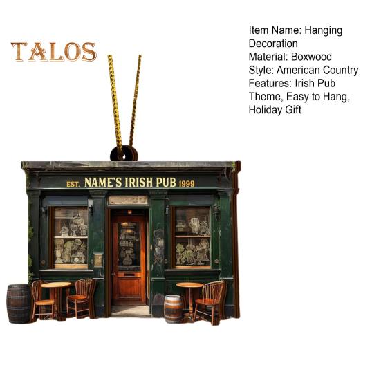 1/2/3Pcs Irish Pub Hanging Decoration Christmas Tree Hanging 3 Layers Wooden 3D Vintage Shop Ornament Retro House Scene Pendant