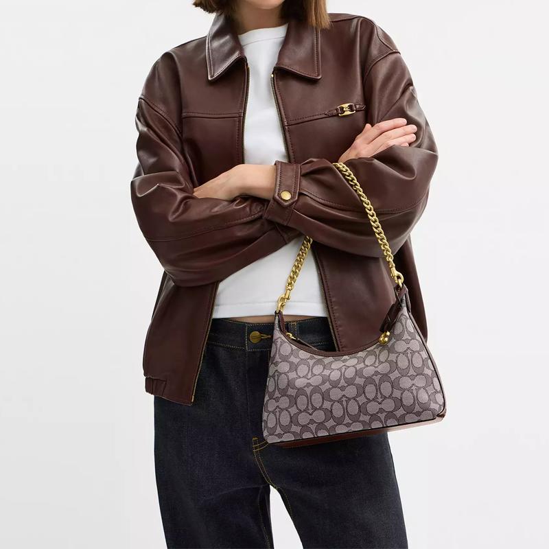 Coach Juliet 25 Signature Jacquard Design Cotton Shoulder Bag Medium Women Shoulder Bag Oak Maple CBS11-B4S0M