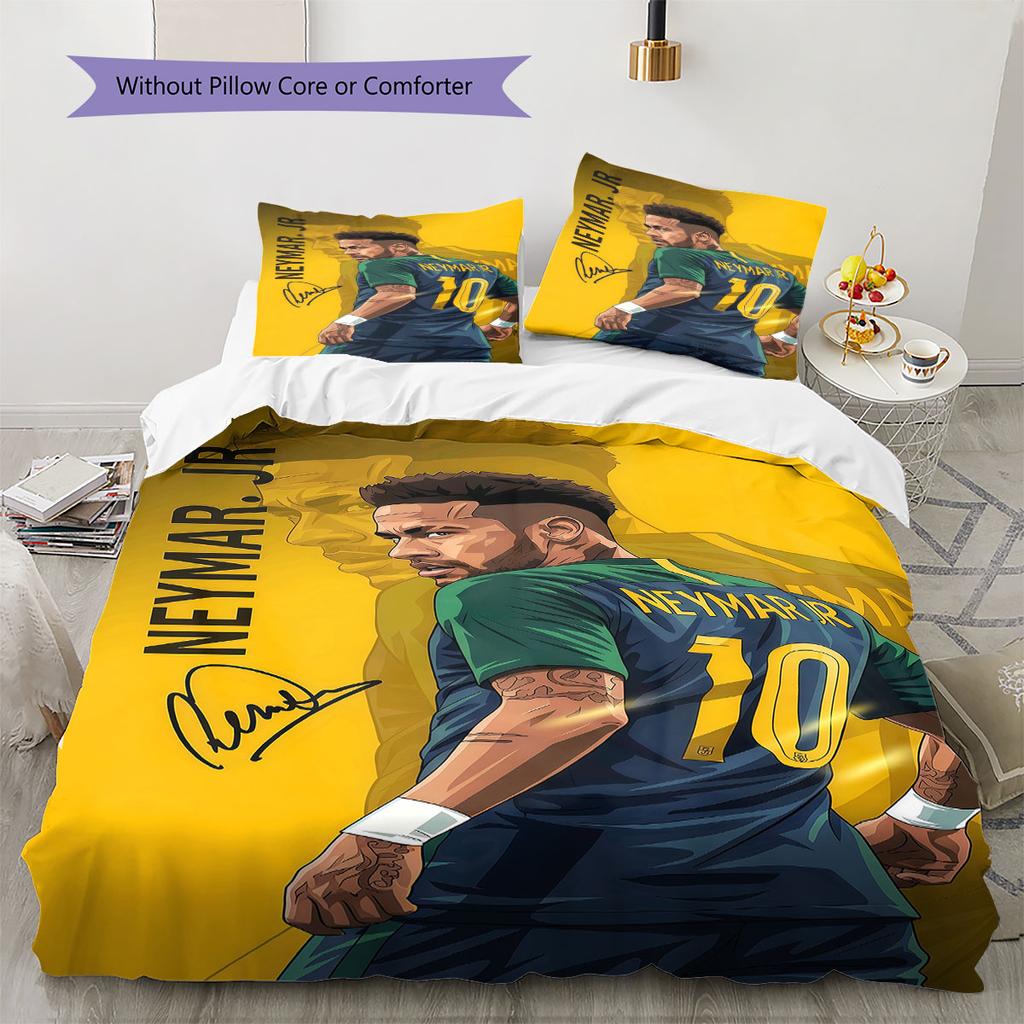 Neymar Pattern Bedding,Quilt Set Quilt Cover Pillowcase Home Birthday Gift(1 * duvet cover + 2 * pillowcase, without core)