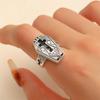 Artistic Skull Coffin Crosses Rings Hip Hop Style Crosses Coffin Rings With Adjustable Size Feature for Daily Wear