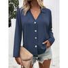 2025 Spring and Summer New Women's Solid Color Long Sleeve Ice Silk Elegant Button-up Shirt for Women