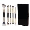 5-Piece Double-Ended Eyeshadow and Eyeliner Brush Set with Mirror
