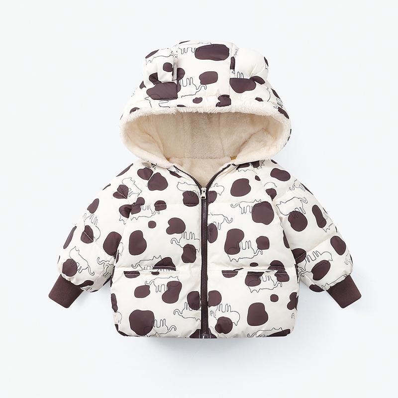 Children s Winter Hooded Jacket - Thickened Cotton, Warm, Stylish, with Ears Decoration for Boys and Girls. 100cm