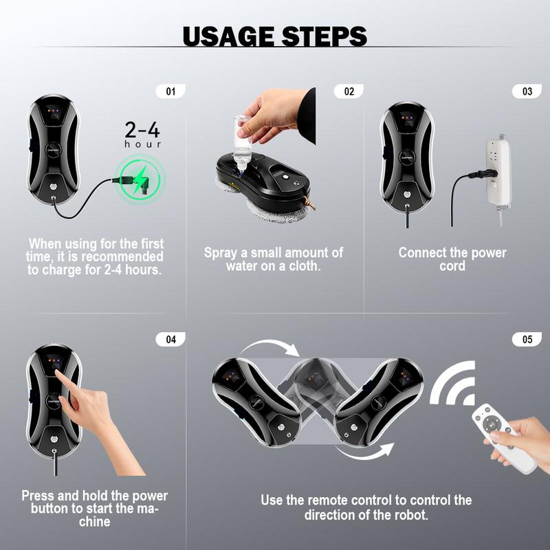 ChOVERY Vacuum Cleaner Window Electric Glass Window Cleaning Robot  APP Control  Robot Window Cleaner Automatic Water Spray