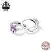 Sterling Silver S925 Purple Gradient Zircon Petal Earrings
