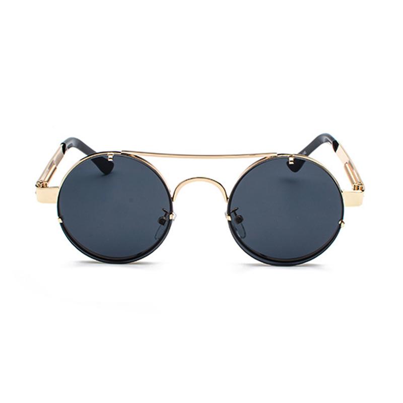 Metal Round Steampunk Rimless Sunglasses