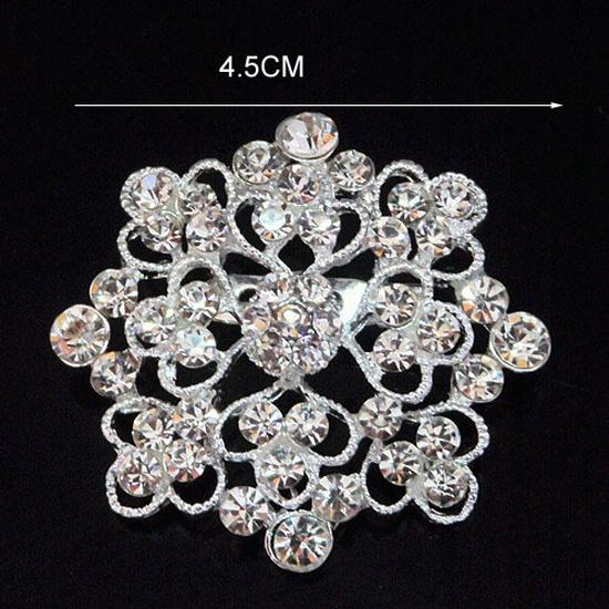 European & American Fashion Bridal Bouquet Brooch, Silver-Plated with Rhinestones, B854