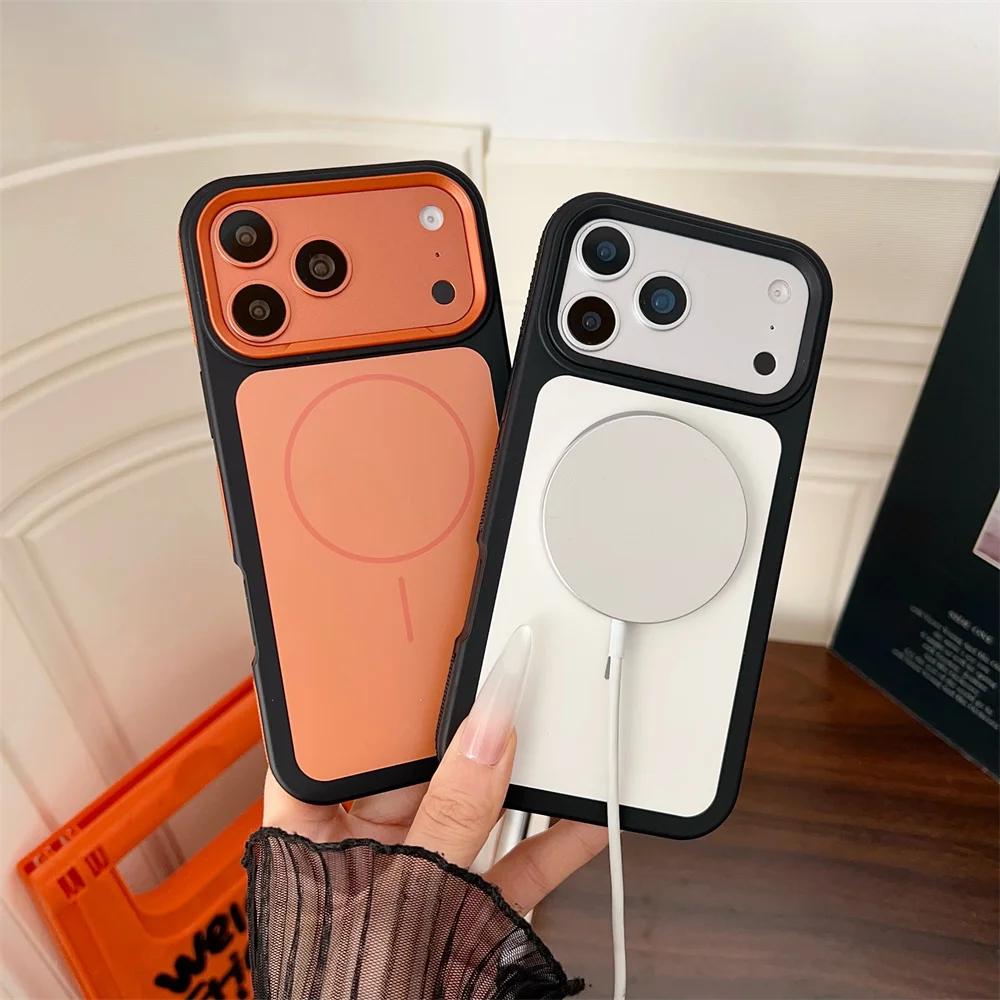 New Bicolor Matte Frosted Magnetic Phone Case for iPhone 17 Air 16 15 14 Plus 13 12 11 17 Pro Max For Magsafe Protective Cover