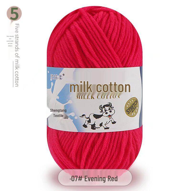 Five-Strand Milk Cotton Yarn for Crochet: Medium-Thick, Hand-Knitted DIY Kit for Dolls, Shoes, Scarves.