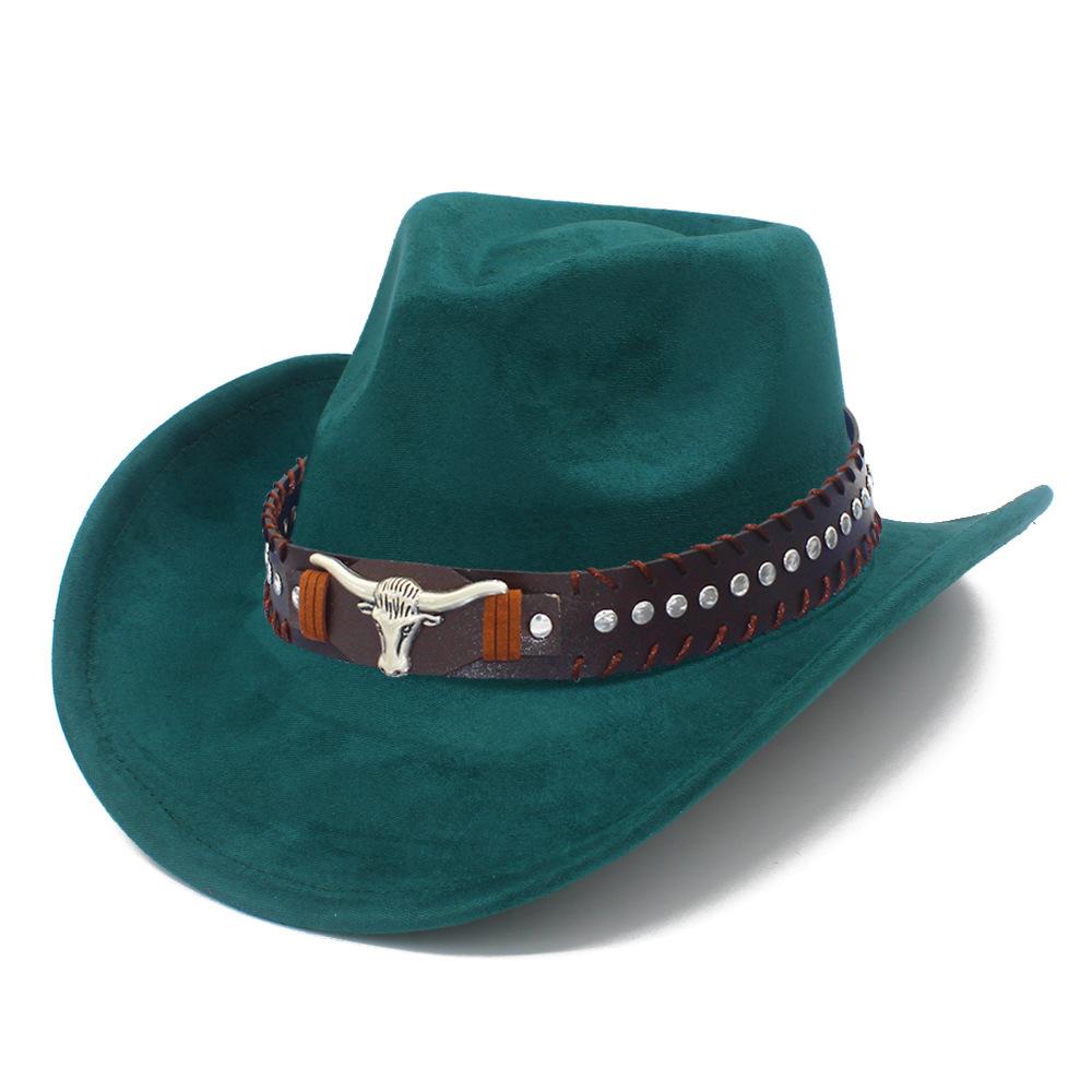 Fashion Classic Suede Equestrian Hat Men's and Women's Outdoor Travel Beach Vacation Visor Bent-brimmed Western Cowboy Hat