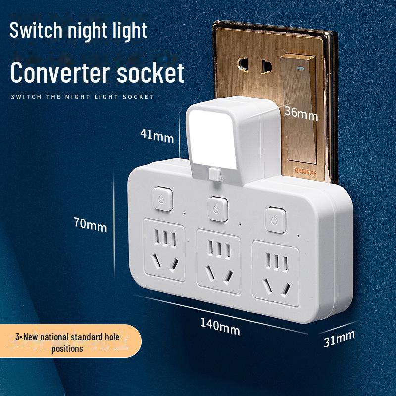 Multi-Function USB Wireless Converter: Home Office Socket Board with Night Light