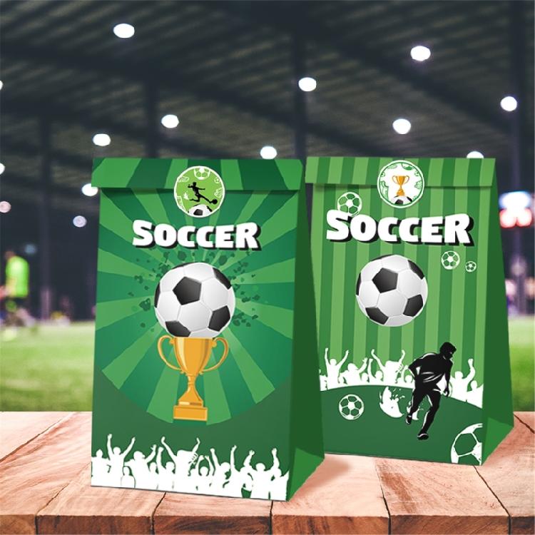 Athletic Event Gift Wrapping Kits Kraft Paper Bags and Soccer Field Designs Stickers Handmade Party Supplies