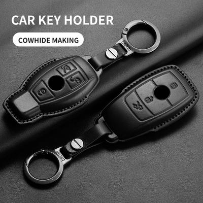Leather Car Key Case Cover for Mercedes Benz A C E S G Class GLC CLE CLA W177 W205 W213 W222 X167 AMG Car Keychain Accessories