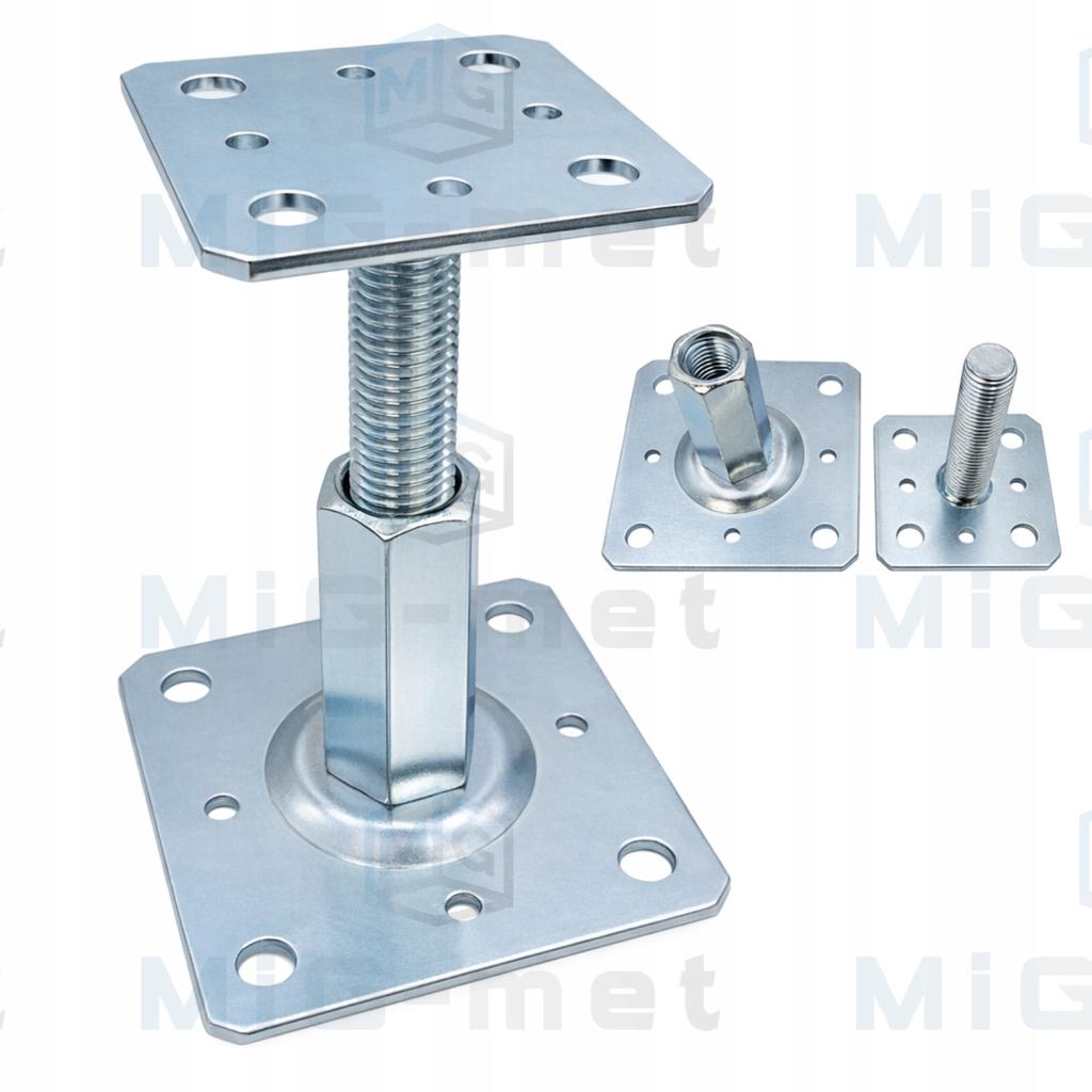 Vertically Adjustable Pole Base Psrt 80X110Mm Anchor Bracket M20X150Mm