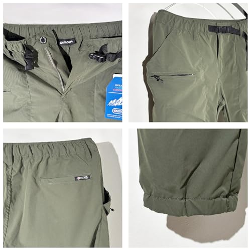 Outdoor Products Men's Poly-Stretch Water-Repellent Climbing Jogger Zip-Up Ankle-Length Cargo Pants with Belt, Size M, Black