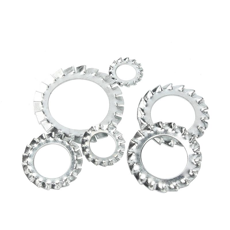 External Toothed Serrated Washer 20-100PCS M3 M4 M5 M6 M8 M10 White Zinc Carbon Steel Lock Gasket