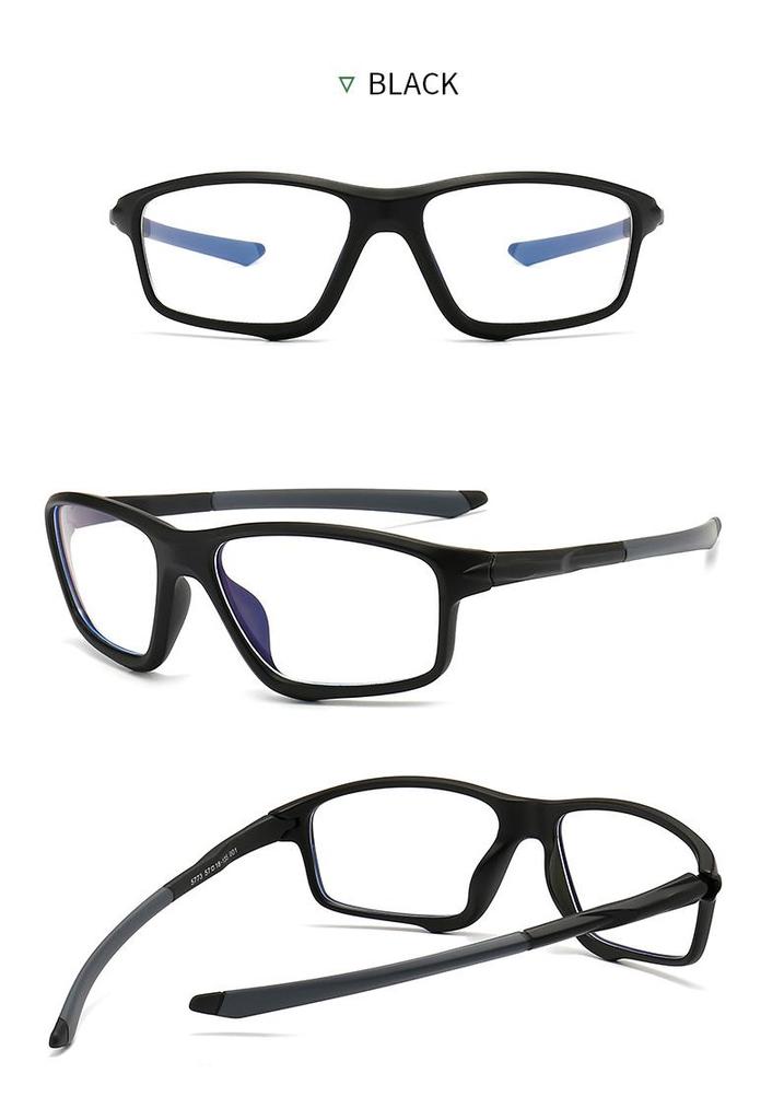 TR90 Square Blue Light Blocking Sports Men's Eyeglass Frame with Flat Lens, Myopia-Compatible (Model TR5773)