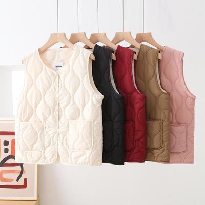 Women's Quilted Fleece-Lined Vest - Thick Warm Sleeveless Jacket for Middle-Aged & Elderly 